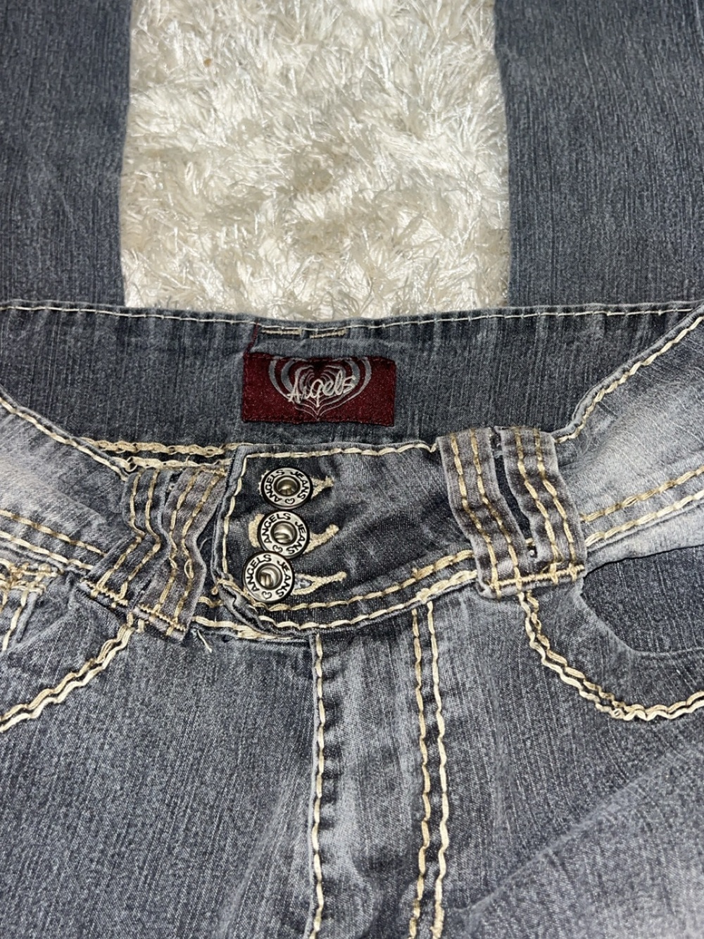Angels Women's Skinny Jeans in Washed Gray-Blue - Picture 3 of 8